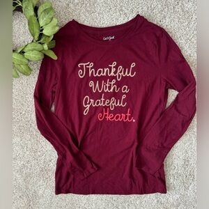 Cat & Jack Thanksgiving Burgundy Long Sleeve Top Girls Size 14/16